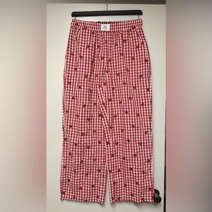 Red plaid strawberry pants - LARGE